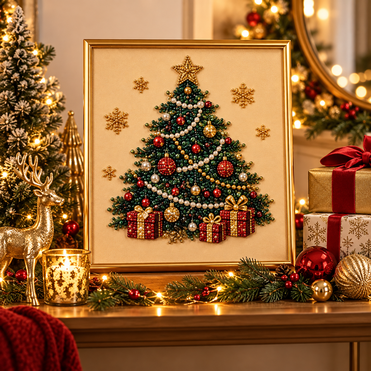 Cozy Christmas Pearl Art Kit™ – DIY Santa Craft for Beginners