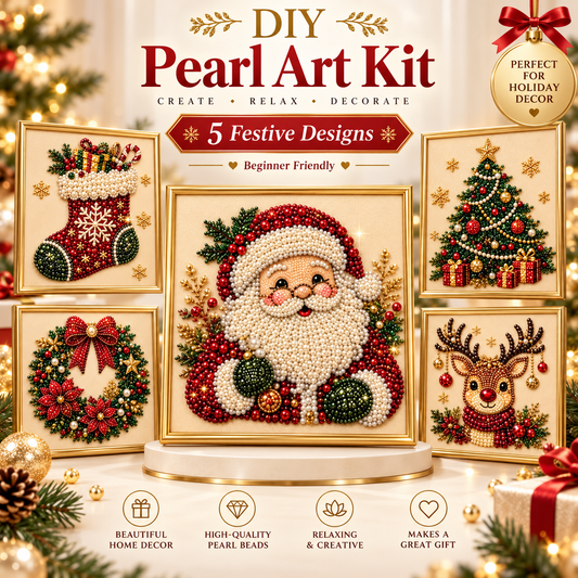 Cozy Christmas Pearl Art Kit™ – DIY Santa Craft for Beginners