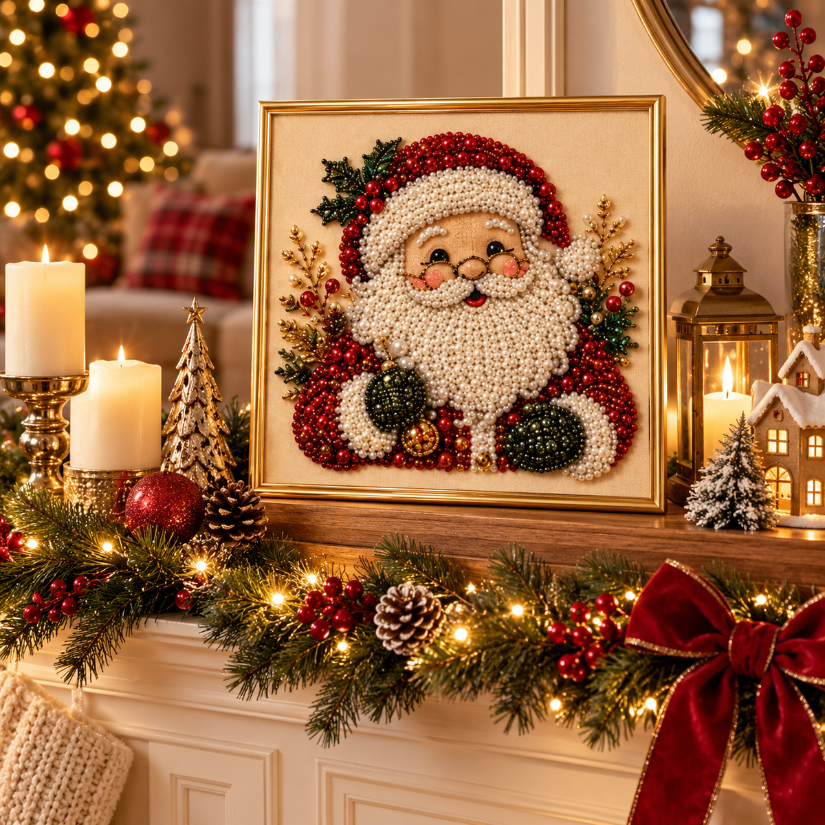 Cozy Christmas Pearl Art Kit™ – DIY Santa Craft for Beginners