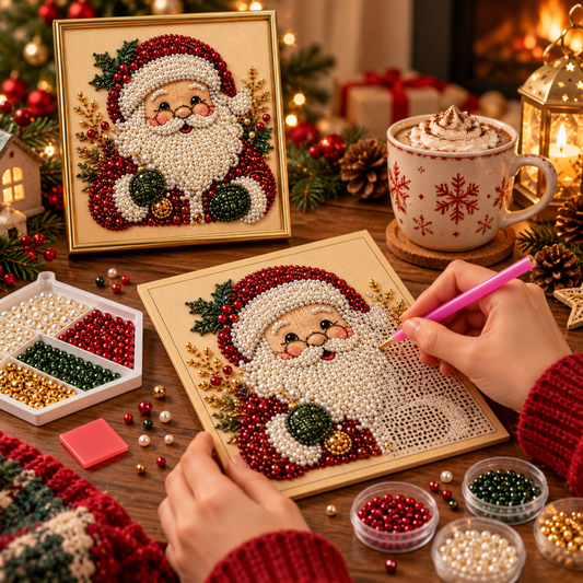 Cozy Christmas Pearl Art Kit™ – DIY Santa Craft for Beginners