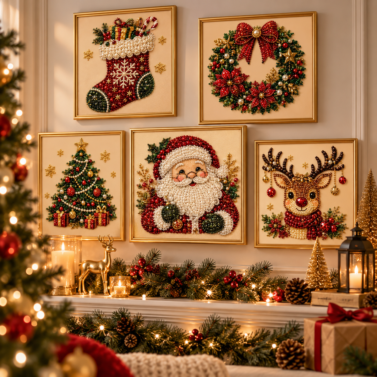 Cozy Christmas Pearl Art Kit™ – DIY Santa Craft for Beginners