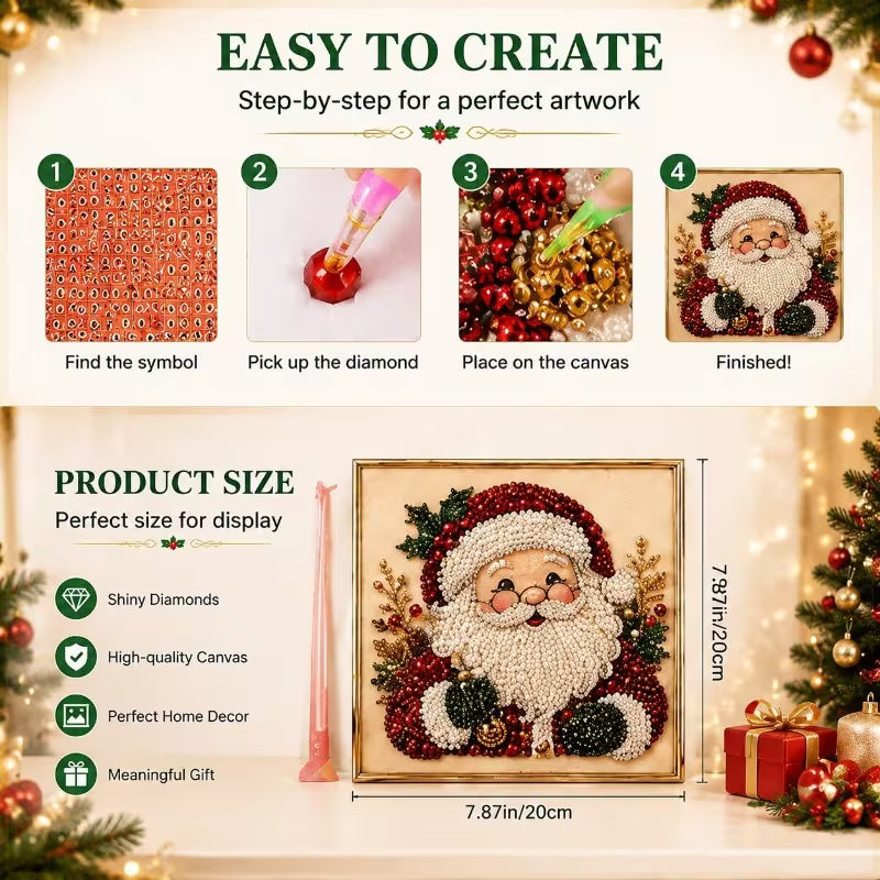 Cozy Christmas Pearl Art Kit™ – DIY Santa Craft for Beginners
