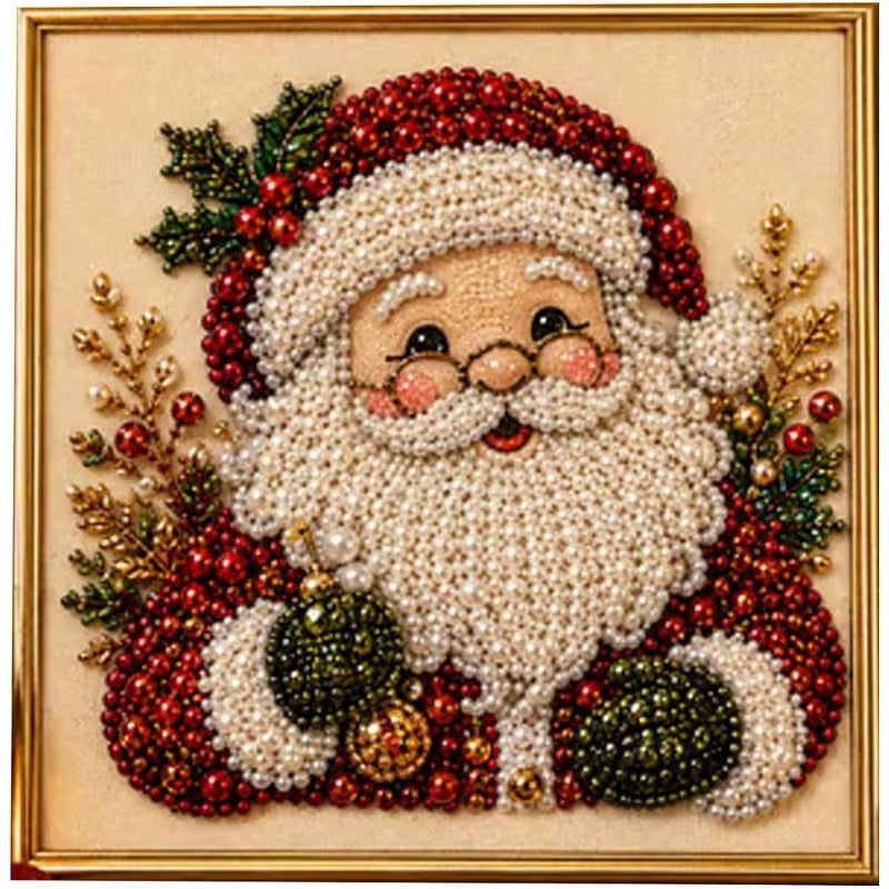 Cozy Christmas Pearl Art Kit™ – DIY Santa Craft for Beginners